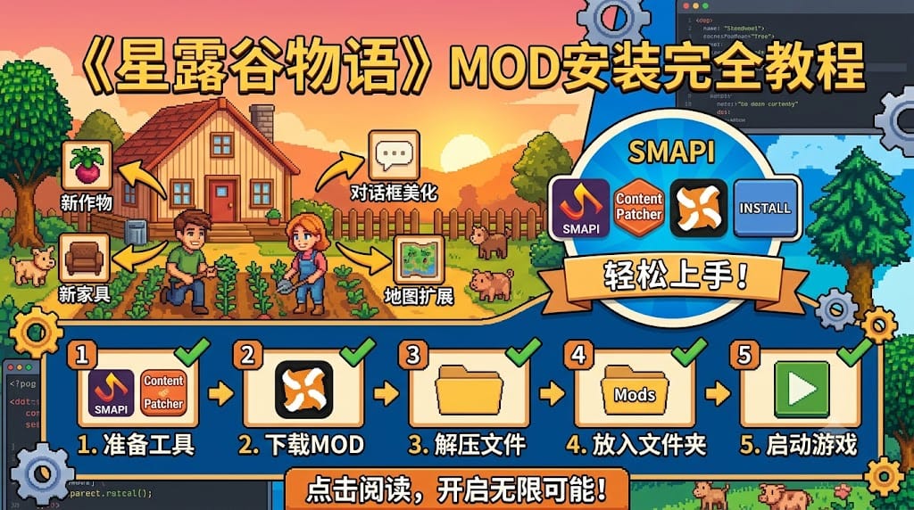 星露谷物语怎么安装 Mod？SMAPI 安装与 Mod 使用完整教程